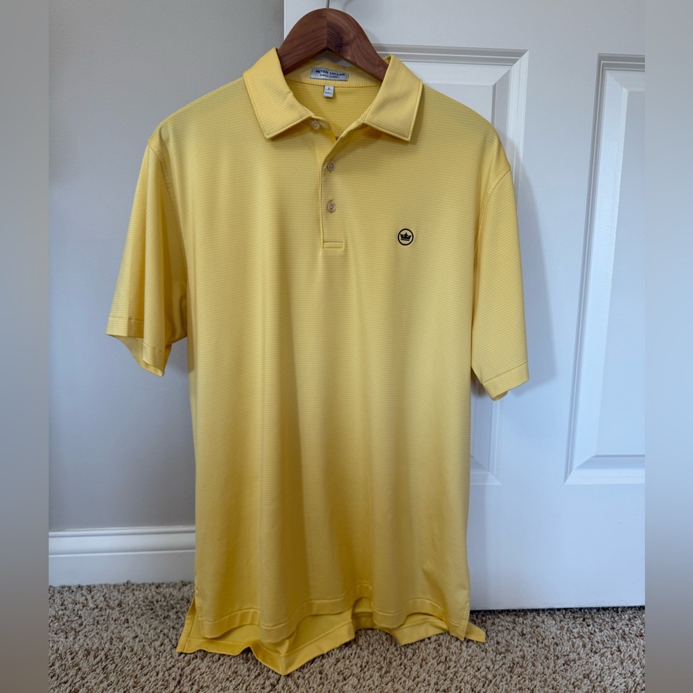 Peter Millar Light Yellow Polo Shirt, Large
